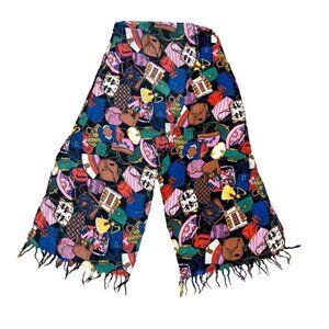 Edgemont Women's Silk Scarf Handbag Print Multicolor Fringe Lightweight